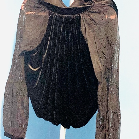 Black Mesh Sleeve Blouse: Free People - Picture 1 of 5